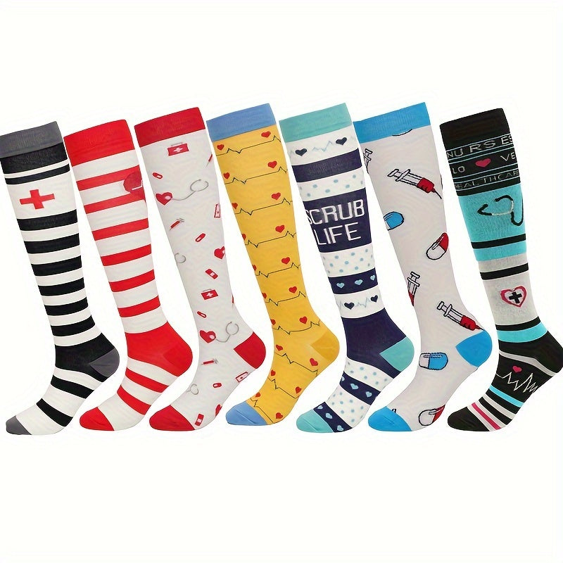 7 Pairs Men's Compression Sport Socks Nylon Blend