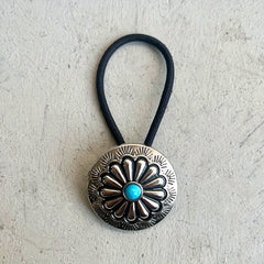 Western Style Hair Tie with Turquoise Decor Elastic Ponytail Holder