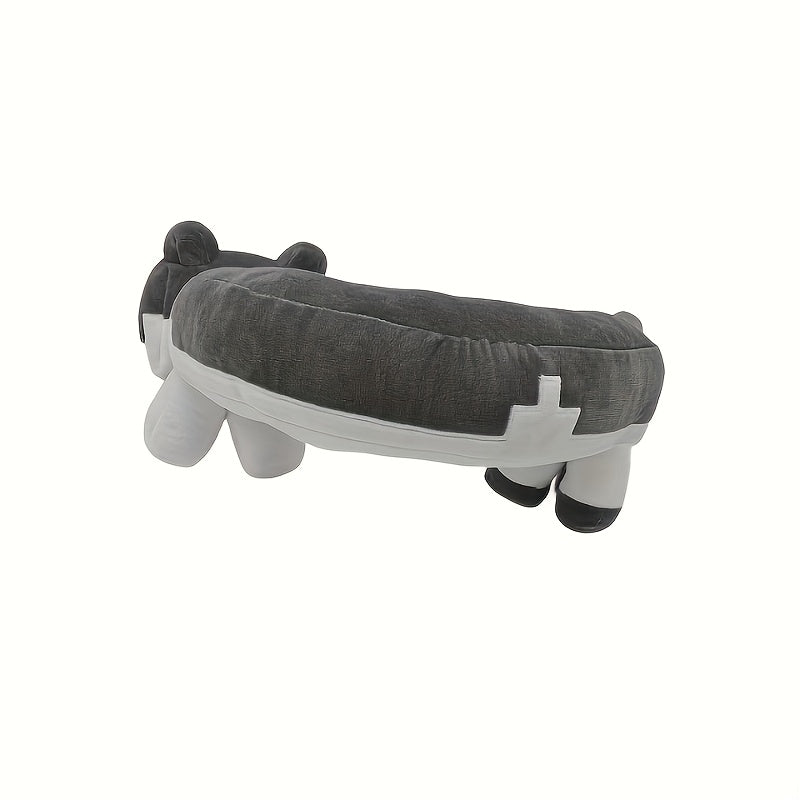 U Shaped Plush Toy Cat Soft Grey Stuffed Animal with Stripes Cartoon