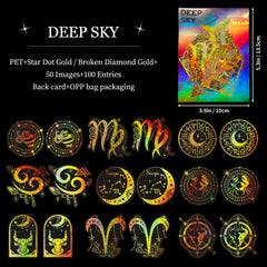 100pcs Deep Sky Holographic Stickers Moon Star Resin DIY Decor Waterproof