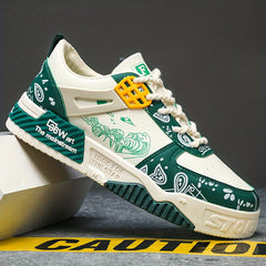 Men's Ocean Wave Pattern Lace-up Sneakers Skate Shoes