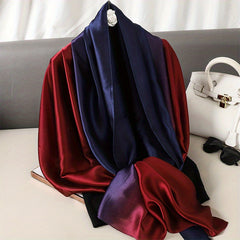 Vintage Gradient Silk Scarf Classic Windproof Wraps for Women
