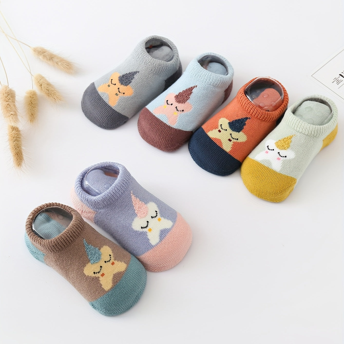 6 Pairs Baby Animal Floor Socks for Boys and Girls