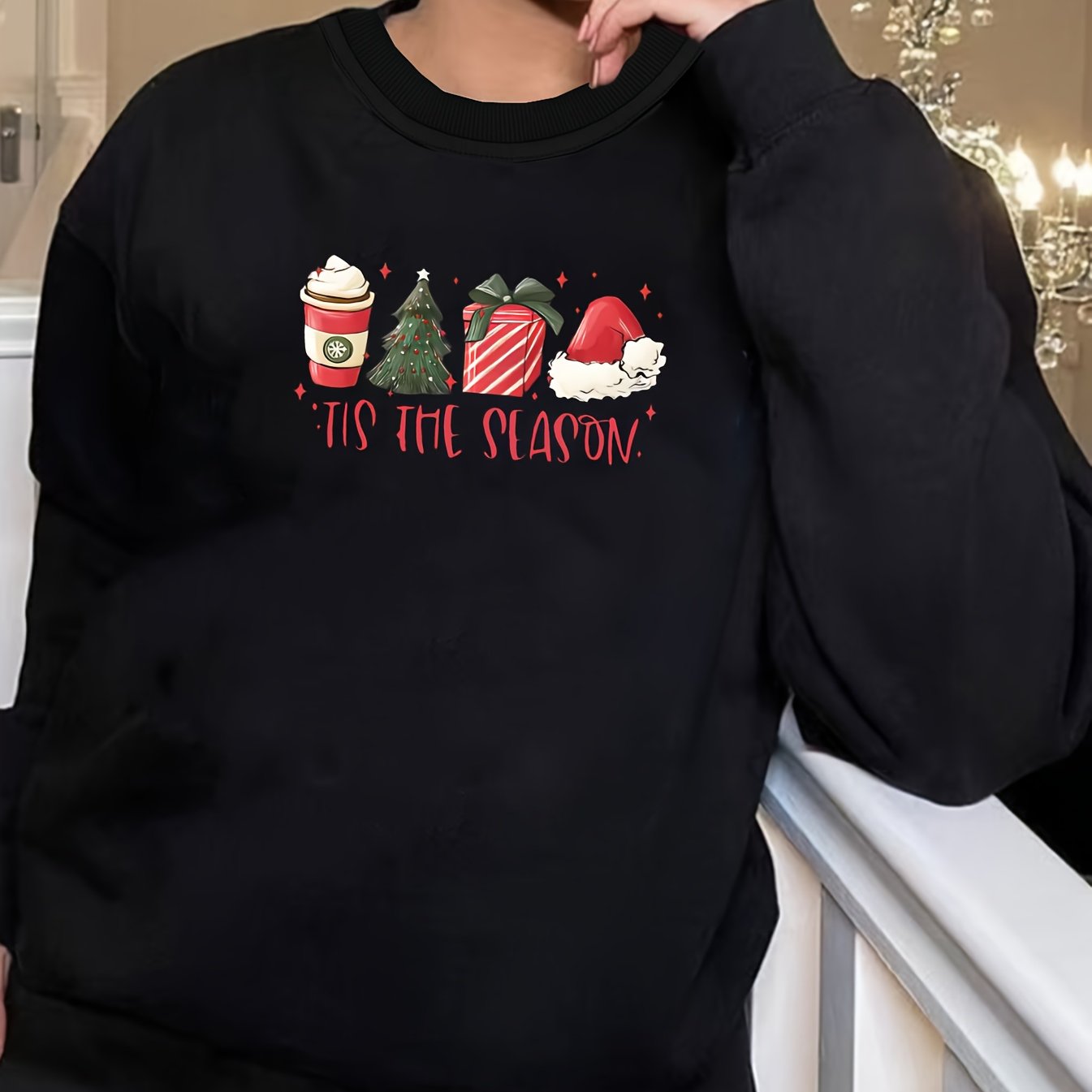 Christmas Lounge Top Women's Long Sleeve Sleepwear Tee
