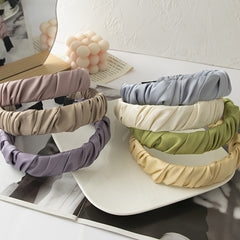 Colorful Ruched Headband Wide Hard Headbands Makeup Hair Band