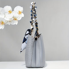 Crocodile Embossed Shoulder Bag with Scarf - Women's Satchel