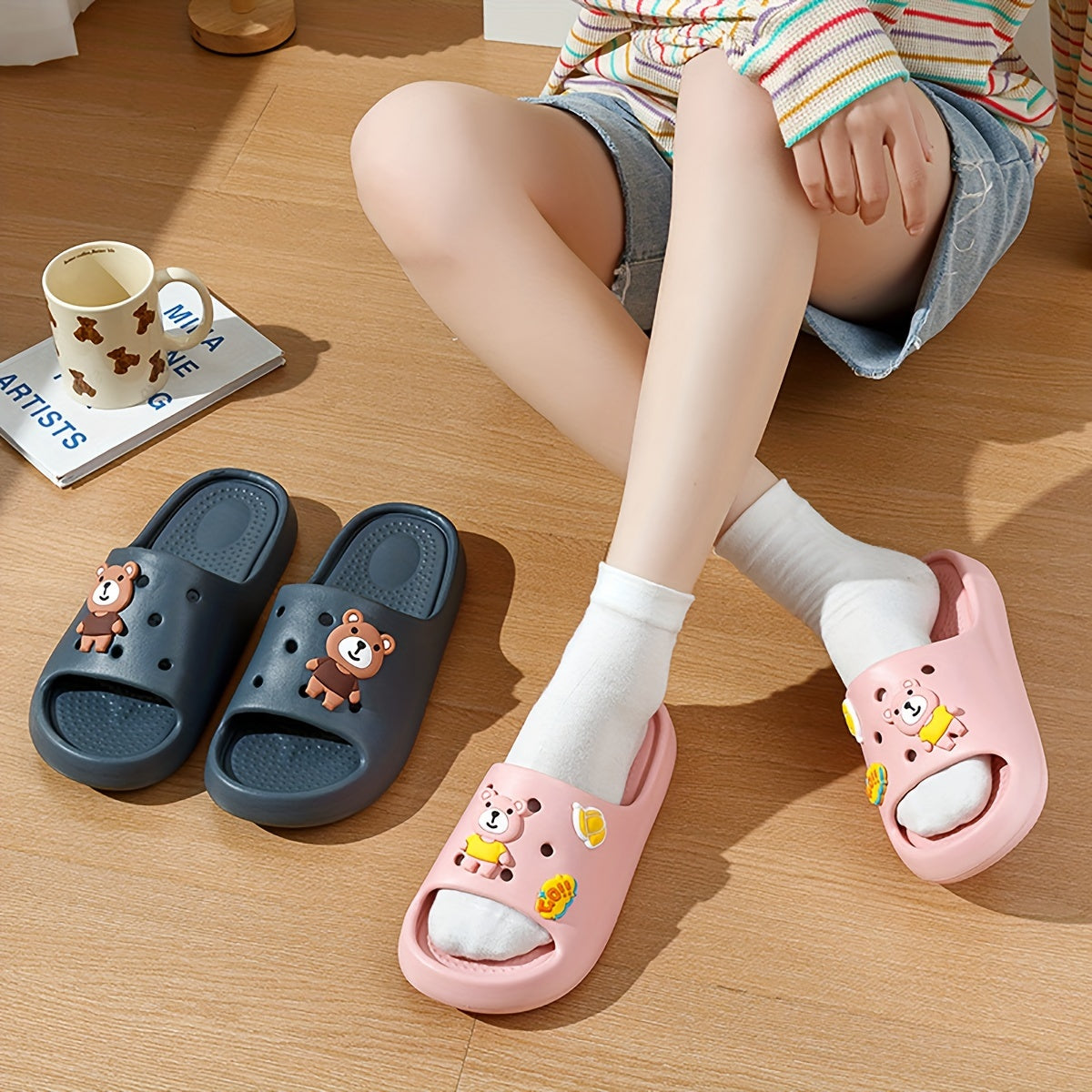 Baby Girls Cartoon Open Toe Slippers Non Slip Lightweight Slippers