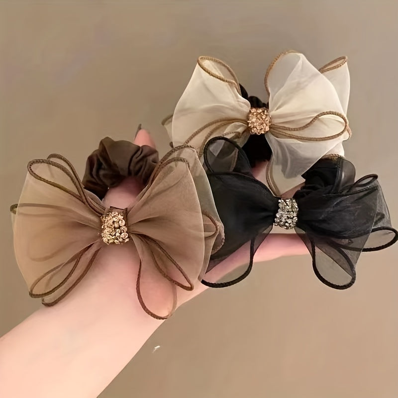 Organza Rhinestone Hair Ring Elastic Head Rope Hair Accessories