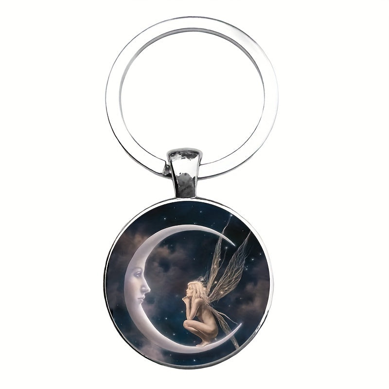 Moon Fairy Keychain Fantasy Key Ring Purse Bag Charm Earbud Case Accessory