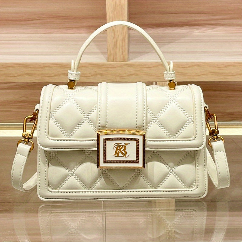 Quilted Shoulder Bag with Magnetic Closure & Detachable Strap