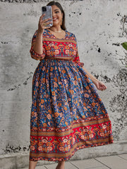  Ethnic Style Floral Print Maxi Dress
