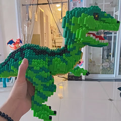 Green Dinosaur Brick Toy - DIY 3D Puzzle for Christmas & Birthdays