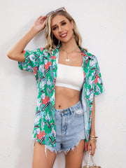 Vacay Blouse Women's Plus Allover Print Short Sleeve