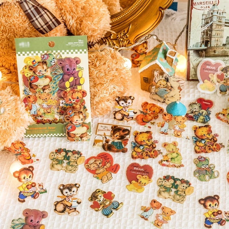 30 Sheets Animal Party Series PET Sticker for Diary Decoration