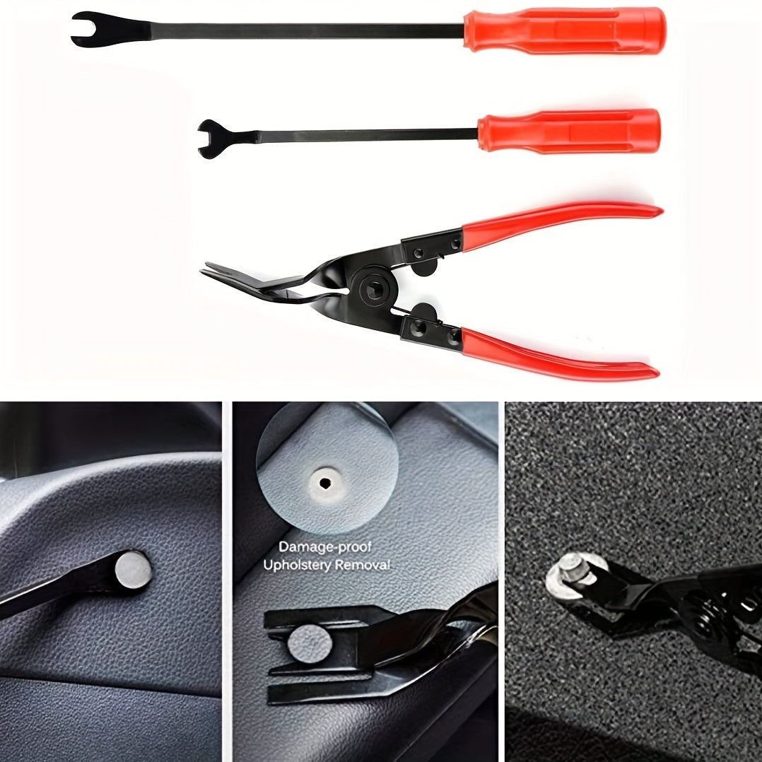 Clip Pliers Set & Fastener Remover 3 Pcs Car Upholstery Clip Removal Tool