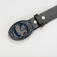 Men's Leather Bronze Eagle Buckle Belt - Gift for Boyfriend and Father