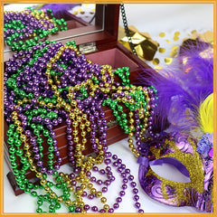 3pcs Multicolor Beaded Party Necklaces for Women & Men