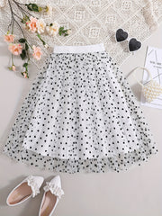 Girls Heart Graphic Mesh Tutu Skirt High Waist for Party