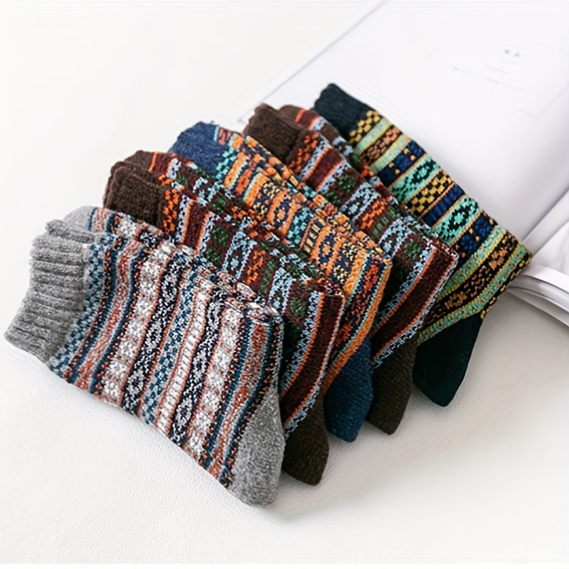 5 Pairs Mid Calf Wool Socks for Autumn/Winter