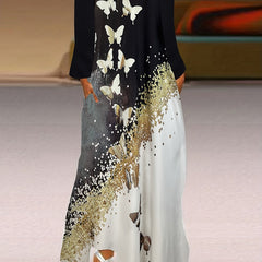  Colorblock Sequin Print Maxi Dress