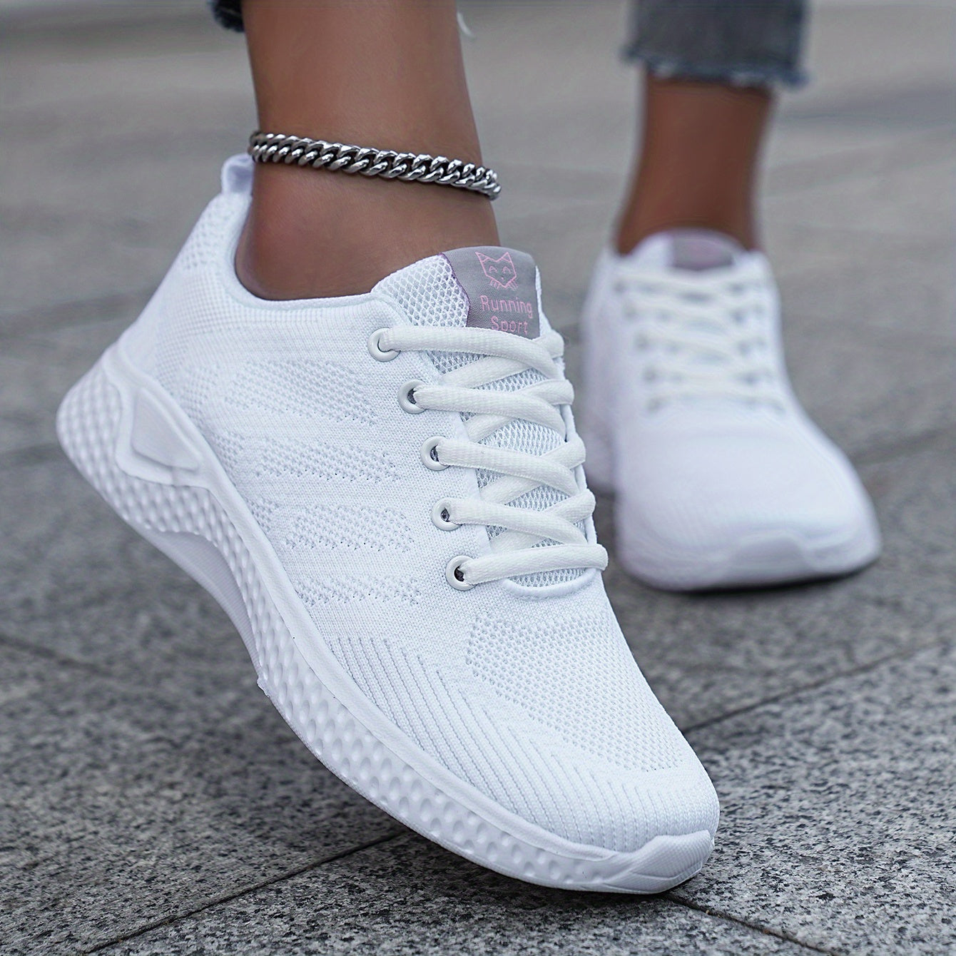 Mesh Sports Running Shoes Woven Breathable Sneakers Women's Footwear