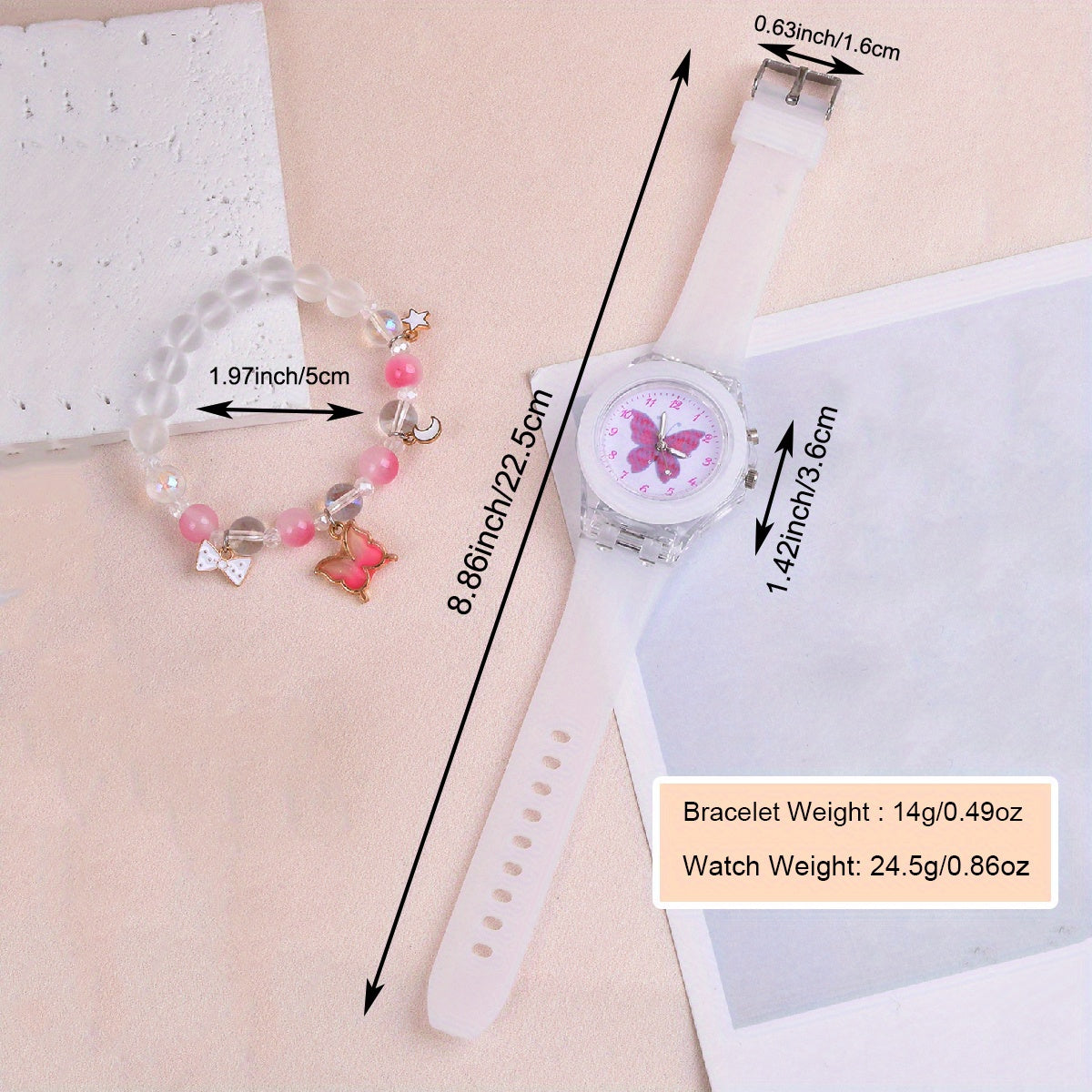 Butterfly LED Light Up Quartz Wrist Watches Silicone Strap Non Waterproof