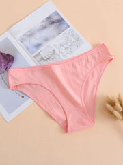 6 Pack Plus Size Basic Panties Set Women's Plus Solid Medium Panties