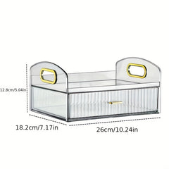 Transparent Makeup Storage Box with Drawer, Dustproof Cosmetic Organizer