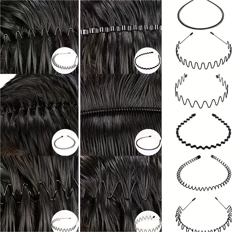 6pcs Wavy Metal Headband for Face Washing Makeup Skincare