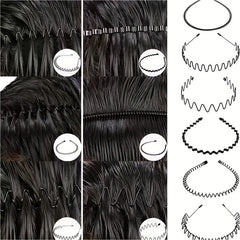 6pcs Wavy Metal Headband for Face Washing Makeup Skincare