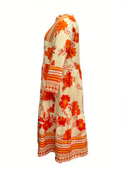 Floral Print Long Sleeve Maxi Dress