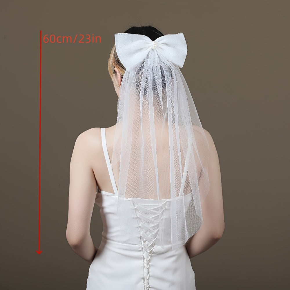 Butterfly Bow Bridal Veil Polyester Tulle Wedding Head Veil