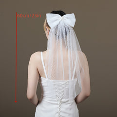 Butterfly Bow Bridal Veil Polyester Tulle Wedding Head Veil