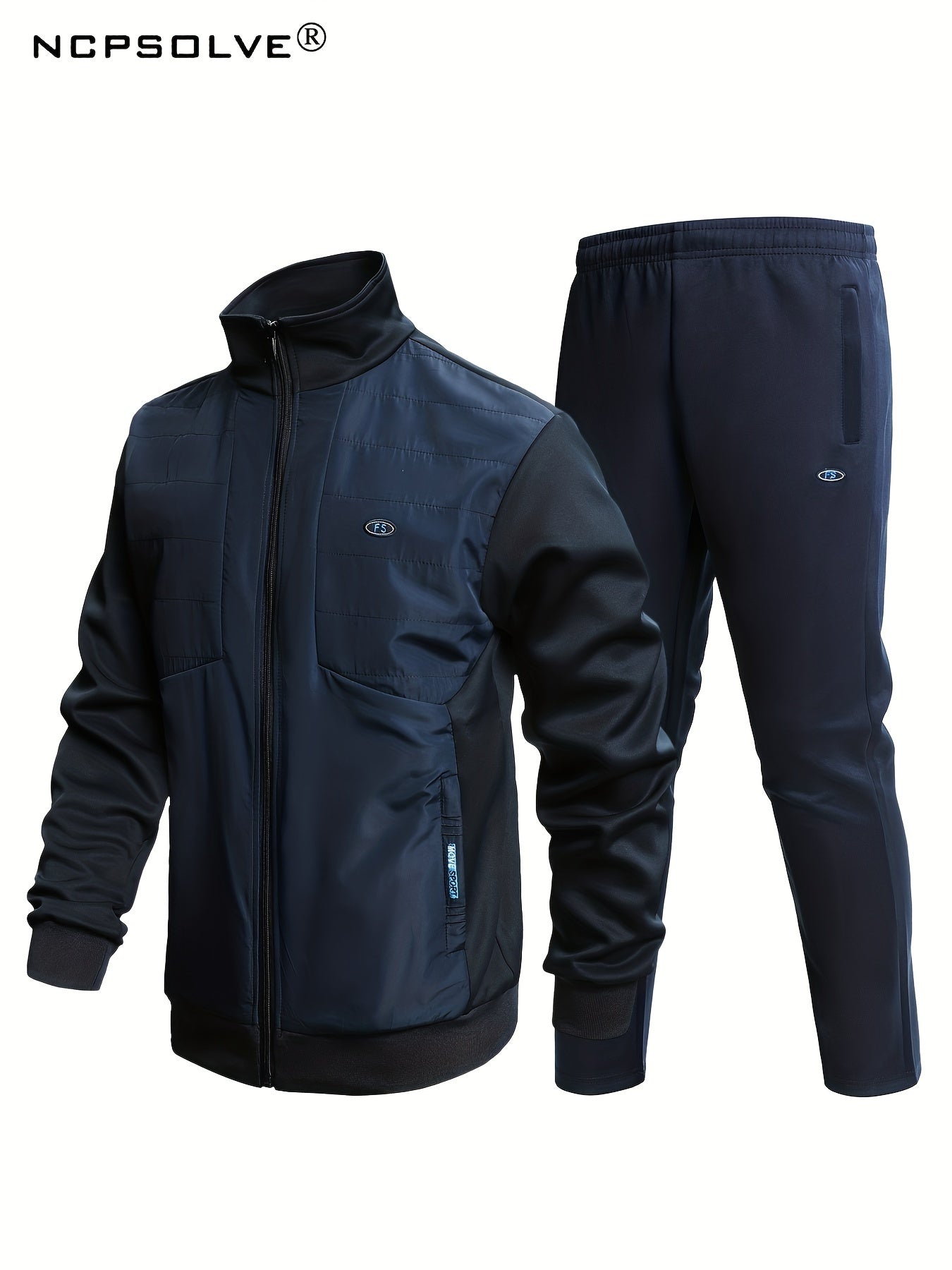 Men's Sports Suit Stand Collar Jacket & Stretch Pants