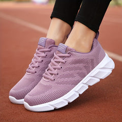 Women's Knit Running Shoes Lace Up Outdoor Sneakers