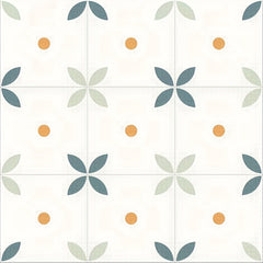 1x11.8 Inch Dollhouse Floor Tile Model PU Leather Floral Pattern Orange Flowers
