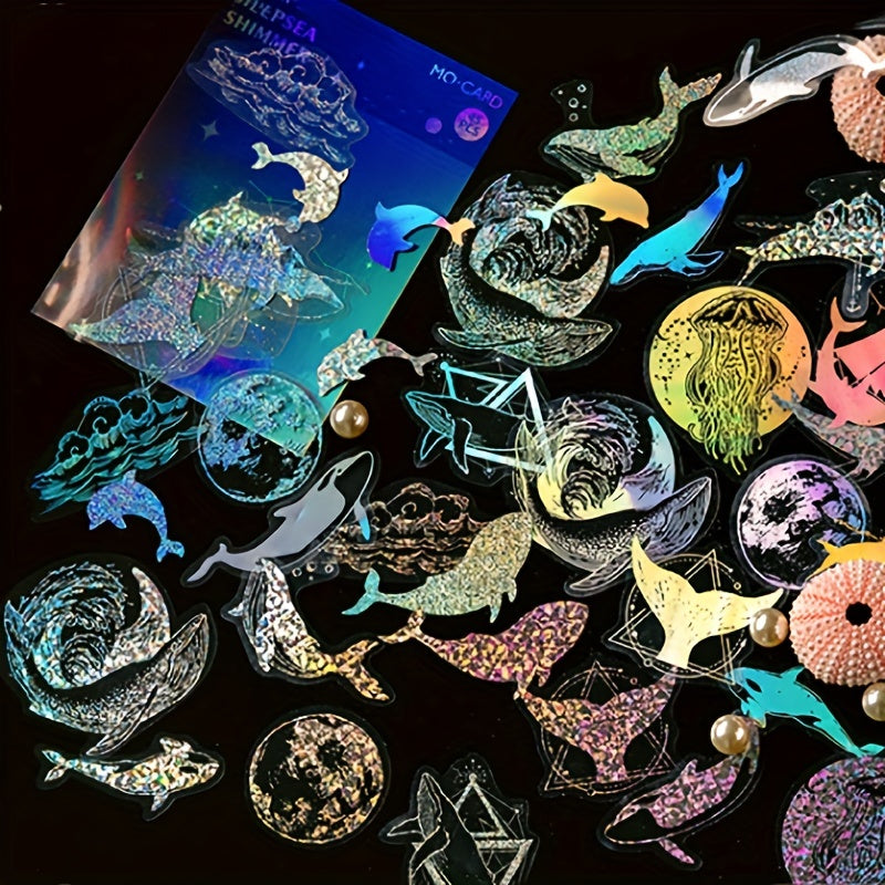 45pcs Glitter Laser Sticker Set for Literature Art Scrapbooking & DIY