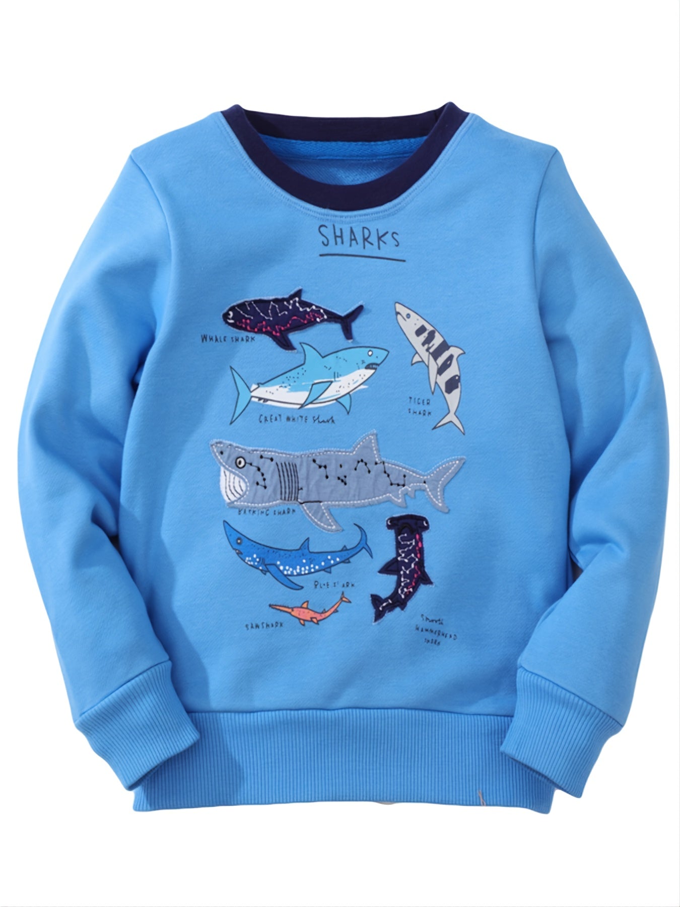 Kids Shark Printed Long Sleeve Round Neck Sweatshirt