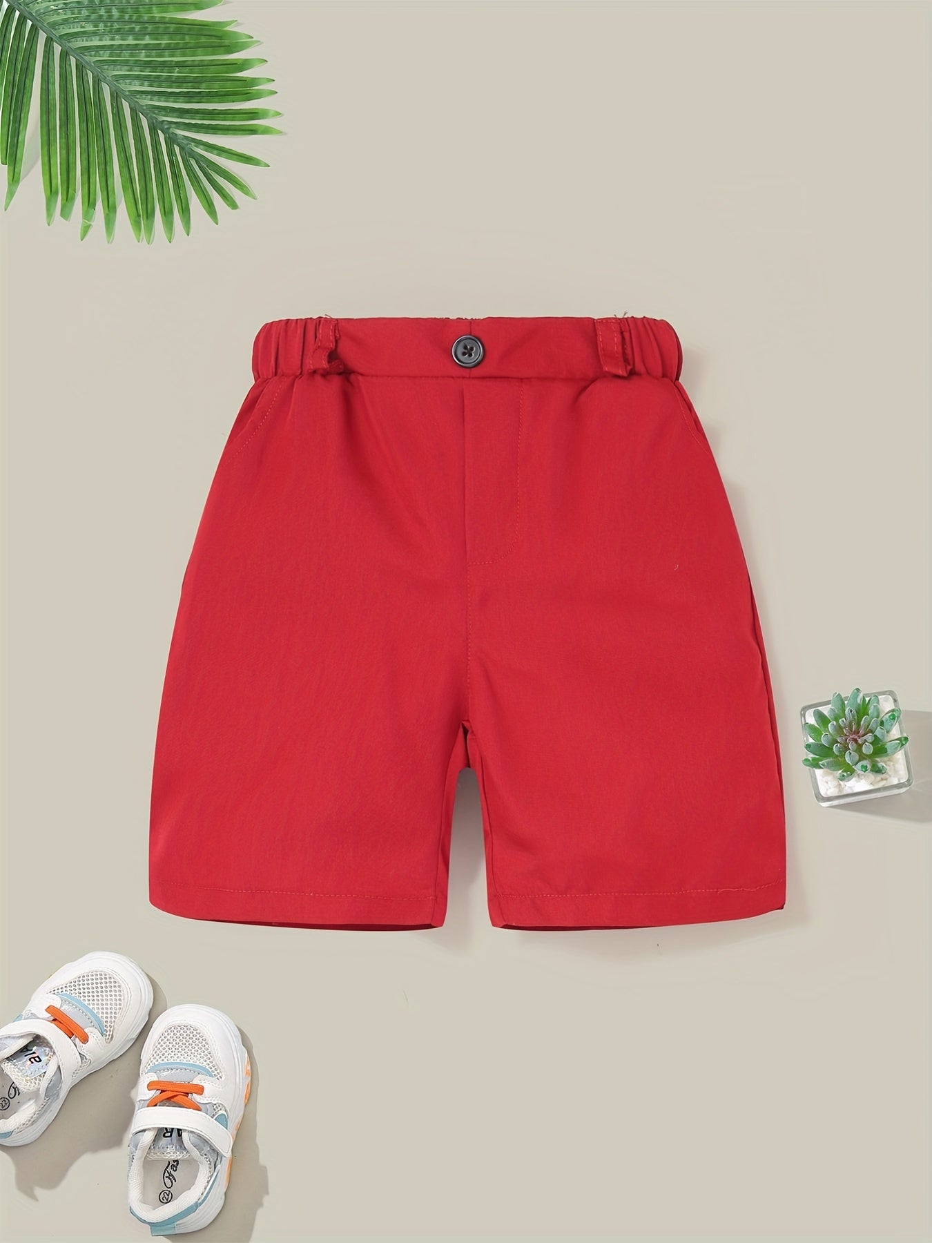Boys Solid Elastic Waist Shorts for Summer Outdoor