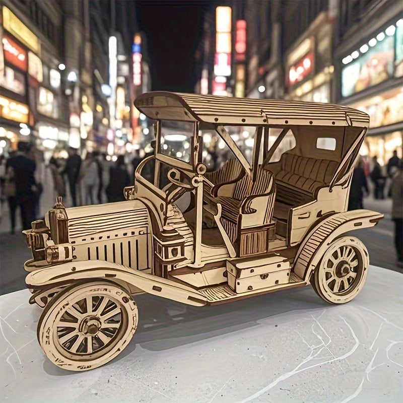 3D Wooden Retro Car DIY Puzzle Display Pieces