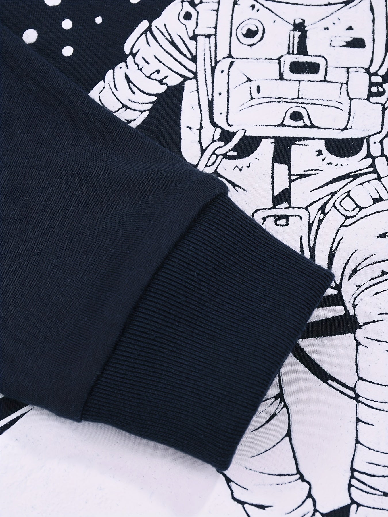 Kid's Astronaut Pattern PJ Set Long Sleeve Top & Pants