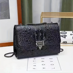 Crocodile Embossed Crossbody Bag Chain Shoulder Bag Women's Small PU Square