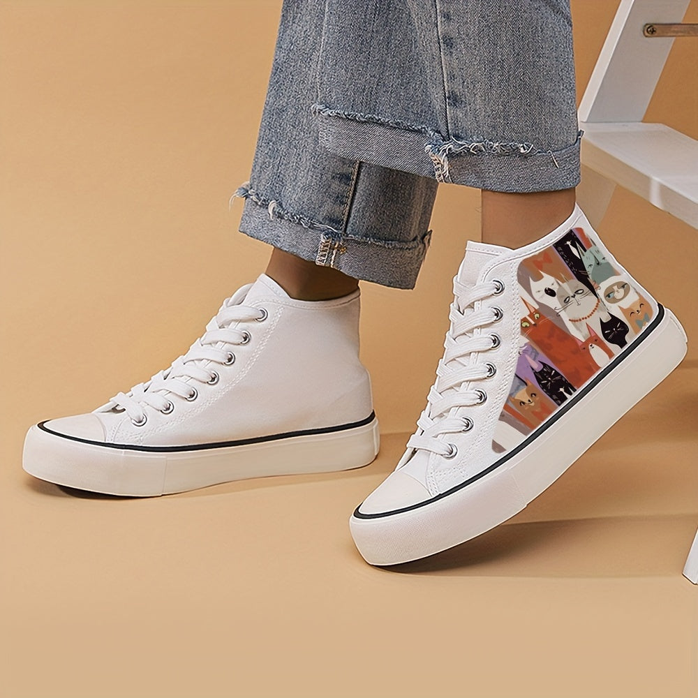 Girl's High Top Cats Skate Shoes Comfy Non Slip Casual Lace Up Sneakers