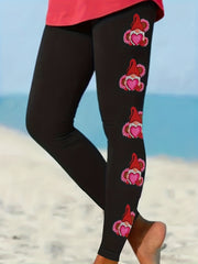  Santa Claus Print High Rise Leggings