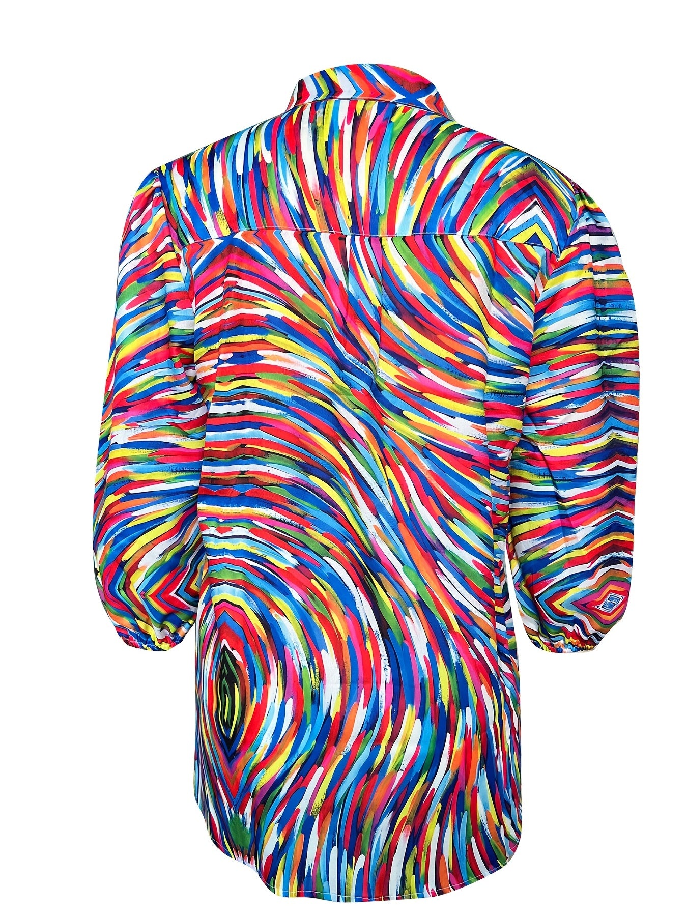  Casual Blouse Women's Plus Allover Print Button Up Half Sleeve
