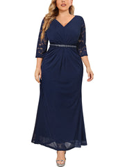  Colorblock Sequin Lace Bridesmaid Maxi Dress