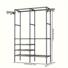 2-Tier Garment Rack with Storage & Hooks