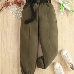 Kid Girls' Vintage Style Cargo Jogger Pants for Spring Summer Fall