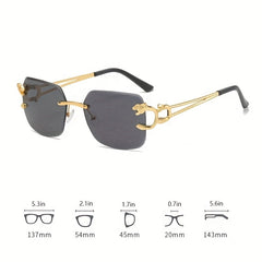 Square Rimless Sunglasses Leopard Gradient UV400