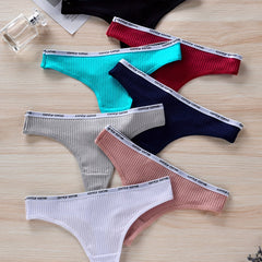 7pcs Letter Tape Thongs Comfy Low Waist Panties Women's Lingerie